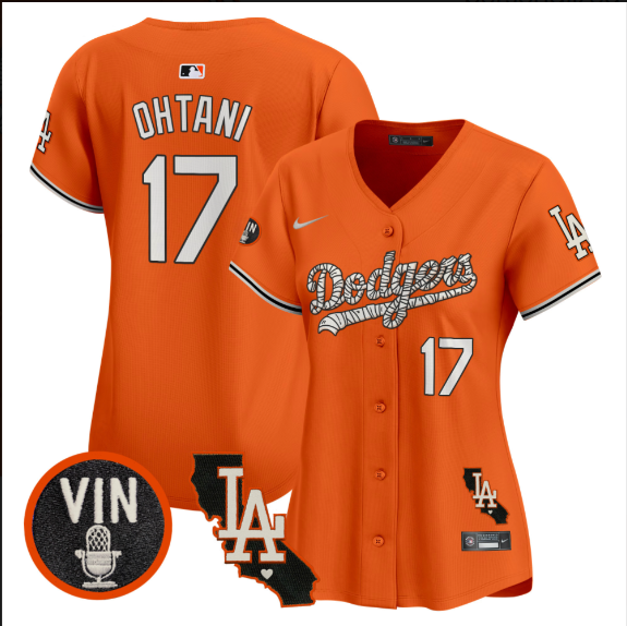 Women Los Angeles Dodgers #17 Ohtani 2025 orange Limited Stitched Jersey